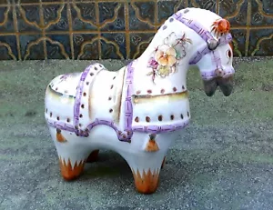 VINTAGE MID CENTURY MODERN CERAMIC POTTERY HORSE STATUE PORTUGAL SIGNED 8" TALL - Picture 1 of 10