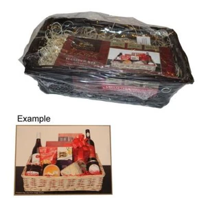 Make Your Own Hamper - Brown Basket, Bag, Ribbon with Cream Wood Wool - Picture 1 of 1