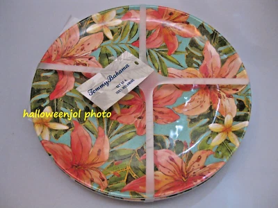 TOMMY BAHAMA Floral Tropical Salad Plates MELAMINE Set of 4 🌴 - Image 1 of 4