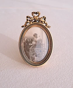Antique bronze small PHOTO FRAME ring, easel & glass 1920-30. Probably French - Picture 1 of 10