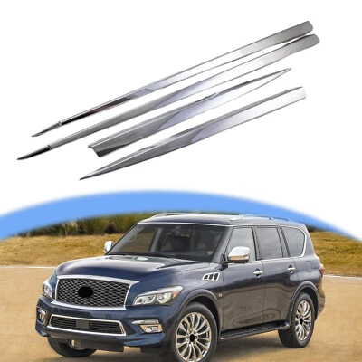 Placa de moldura de umbral lateral de puerta cromada apta para Infiniti QX80 2011-2024 Foto 1 de 4