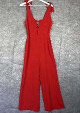 Intermix Womens Sleeveless Jumpsuit Red Bow Ties  100% Silk Side Zipper