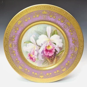 Plato de orquídea antiguo Lenox Marshall Field & Company pintado a mano con H Morley - Imagen 1 de 7
