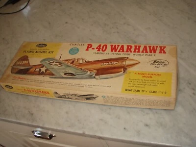 vintage Guillow's Curtiss p-40 WARHAWK scale Flying Tiger Model kit PLANE 405 - Image 1 of 4