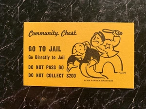 Monopoly  VINTAGE  COMMUNITY CHEST CARD   Go To Jail   DO NOT PASS GO - Picture 1 of 1