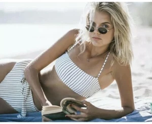 NWT $225 Vitamin A Mila Bolero Stripe Sz 8 Bandeau Top & Sz 10 Lola Bottom - Picture 1 of 11