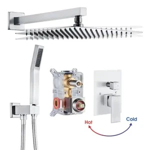 Zalerock Rain 1-Spray quadratisch 10 Zoll Duschsystem Duschkopf mit Handbrause  - Bild 1 von 7