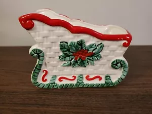 Vintage ceramic Christmas sleigh planter decoration dish Japan - Picture 1 of 9