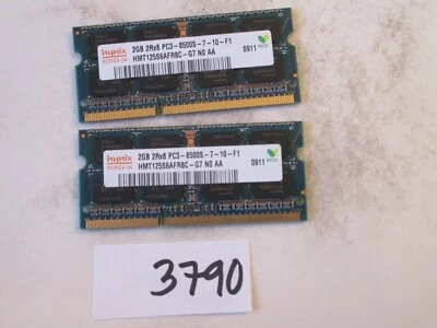 Hynix 2x2Gb=4Gb PC3-8500 1066Mhz DDR3 SO-DIMM Laptop Memory RAM (3790) - Image 1 of 2