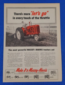 1954 MASSEY-HARRIS TRACTOR DEALER LINE-UP ORIGINAL PRINT AD AMERICAN MADE ICON