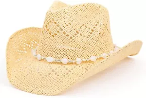 TOVOSO Western Cowgirl Hat, Straw Cowboy Hat for Women Medium-Large, Beige - Picture 1 of 8