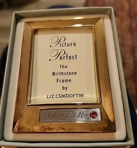 Cuadro enchapado en oro Liz Claiborne de colección raro marco de piedra de nacimiento perfecto octubre  - Imagen 1 de 8