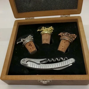 Maple Box Wine Cork Screw And Stoppers set by Legacy - Picture 1 of 8