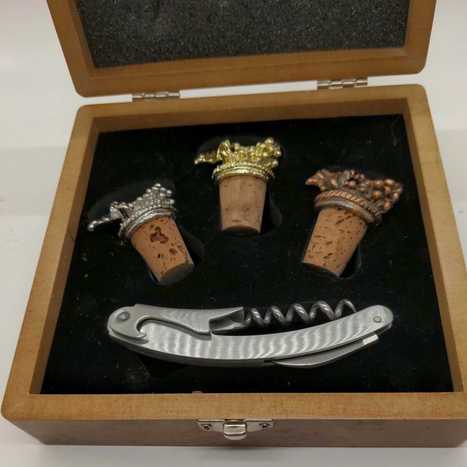 Maple Box Wine Cork Screw And Stoppers set by Legacy - Image 1 of 4