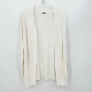 Cielo Womens Open Front Cardigan Sweater L Ivory Knitwear Minimalist Momcore - Picture 1 of 7