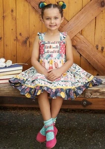 Matilda Jane Girls Bike Path Knot Dress Size 6 Removable Apron New In Bag - Picture 1 of 4