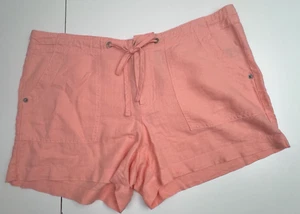 Gap Women's Shorts Lotus Orange Linen Cotton Drawstring Mid Rise 8 - Picture 1 of 12