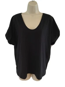 ZARA W/B schwarz Kurzarm Origami Bündchen Ärmel U-Ausschnitt Top Shirt NEU Small - Bild 1 von 7