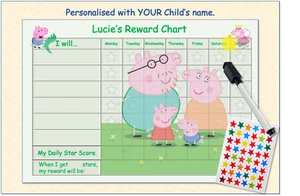 Re-useable Good Behaviour Reward Chart Personalised Kids Childrens PPig - Picture 1 of 5