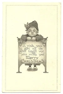 Weihnachten niederländischer Junge Kind bringt Weihnachtsgruß geprägte Postkarte - Bild 1 von 1