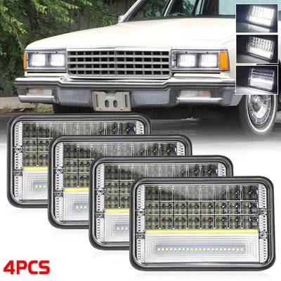 Bright 4PCS 4x6" LED Headlights Hi/Lo Beam DRL For 1977-1986 Chevrolet Caprice - Image 1 of 4