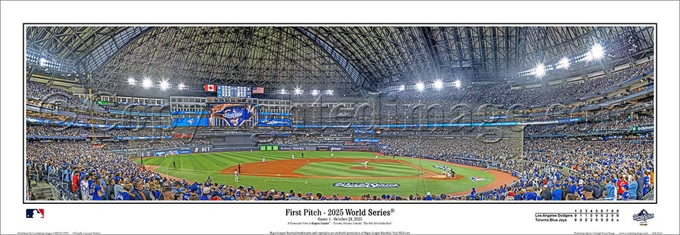 Toronto Blue Jays 2025 World Series 13.5" x 39" Game One First Pitch Panoramic P - Image 1 of 4