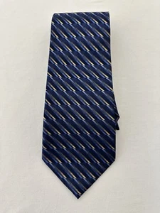 Paul Dione Designer Mens Tie 100% Silk Blue & Gold Geometric Print - Picture 1 of 3