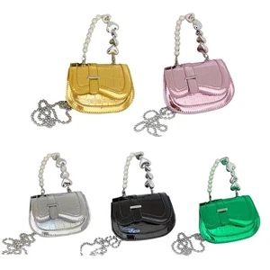 2023 NEW Crossbody Bags Small Square Bag Pearl Handle Chain Bag Lipsticks Bag - Picture 1 of 13