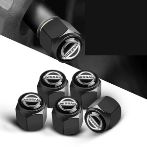 5PCS Black Car Wheel Tire Valve Caps Valve Stems Cover Accessories for Nissan - Picture 1 of 1