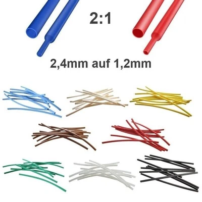 SCHÖNWITZ Tubo termoretraibile 2,4 / 1,2 mm 2:1 set 8 colori da 1 metro ideale per cavi LED