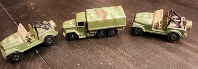 Hot Wheels Troop Convoy Green Black Blackwalls And 2 Roll Patrol Jeep CJ-7  - Image 1 of 4