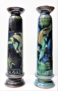 2 x Carp fish Candle sticks By Vu Duc Thang 1980s Vietnamese Studio Art Pottery - Bild 1 von 16