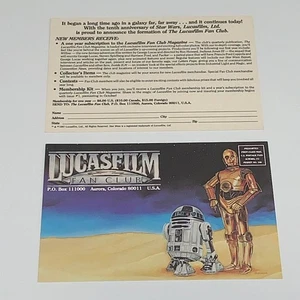 Lucasfilm Fan Club unbenutzte Postkarte 1987 Star Wars C-3PO R2-D2 Tatooine - Bild 1 von 3