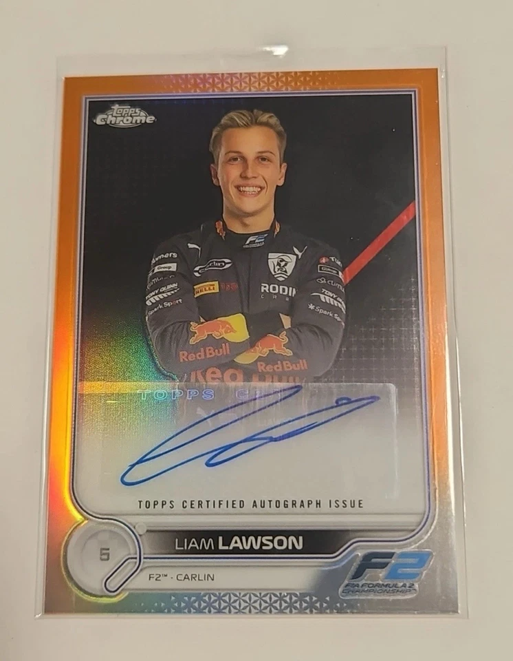 2022 Topps Chrome F1 #81 Liam Lawson Orange Wave Rookie /25  AUTO - Image 1 of 3