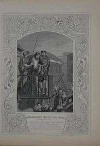 Antique Religious Art Pilate Shows Christ to the Crowd 1860 Christianity History - Picture 1 of 7