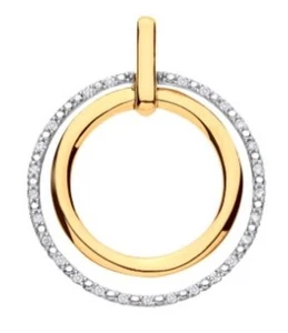 COLGANTE CÍRCULO DE VIDA ORO AMARILLO CON SELLO DE 9 QUILATES 0,10 QUILATES DIAMANTE CONJUNTO (OPT CADENA) - Imagen 1 de 6