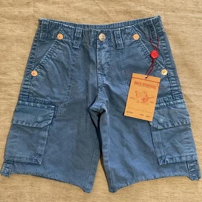 VTG NEW $90 TRUE RELIGION JEANS BRAND BOYS ISAAC CARGO SHORTS ROYAL BLUE SIZE 10 - Image 1 of 4