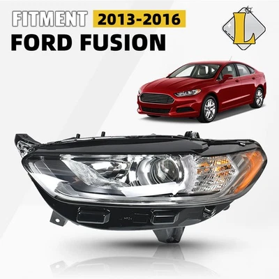 Fit For 2013-2016 Ford Fusion Left Driver Side Halogen Headlight  Chrome Housing Foto 1 de 4