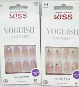 2 Kiss Voguish Fantasy Nails New In Packaging 28 nails per pack medium length - Picture 1 of 1
