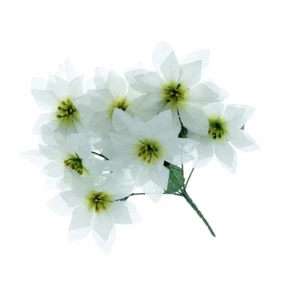 Weihnachtsstern Busch weiß Kunstseide 7 Köpfe 30 cm - Bild 1 von 1