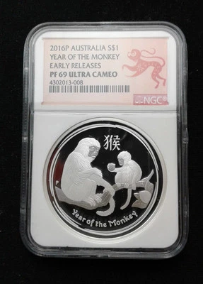 2016 1oz Australia Silver Proof Monkey NGC PF69 Ultra Cameo - Image 1 of 2