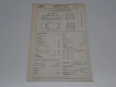 NSU TIPO 47 PRINZ 4 SCHEDA DI OMOLOGAZIONE DGM 1962 (140) - Immagine 1 di 3