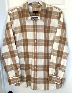 Talbots Bluse Gr. XL hellbraun creme kariert kariert metallic Knopfleiste LS Top neu mit Etikett - Bild 1 von 8