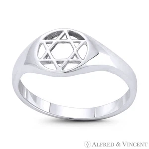 Anillo apilable con dije judío estrella de David Magen Judaica en plata de ley .925 - Imagen 1 de 1