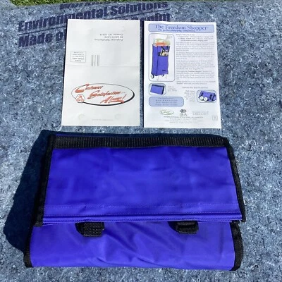 2000 QVC Freedom Shopper Lightweight Blue Folding Bag W/ Wheels + Handles - Image 1 of 4