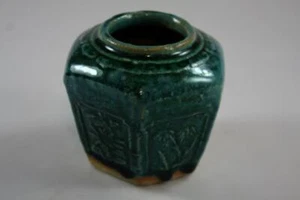 CHINESE ANTIQUE 1850's GLAZED CELADON GREEN GINGER JAR - Bild 1 von 8