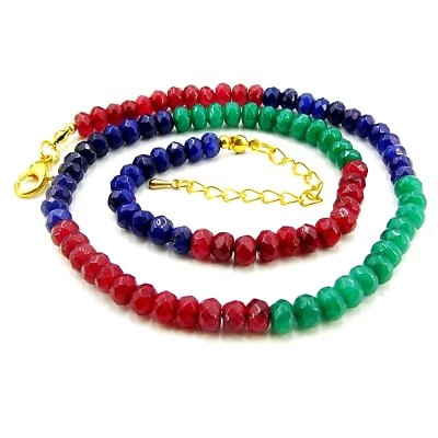 Rubin Saphir Smaragd Halskette Kette Damen Collier Geschenk NV085 Bailysbeads® - Bild 1 von 3