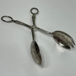 "Pinzas de pasta para ensalada Leonard plateadas de colección hechas en Italia estilo tijera 8,5""" - Imagen 1 de 7