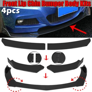 Front Bumper Spoiler Lip Body Kit Splitter Chin Protector Gloss Black Universal - Picture 1 of 10