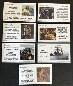 Jack Sparrow & Dog  Pirates of the Caribbean Monopoly Compass & Dice  Cards - Picture 1 of 1